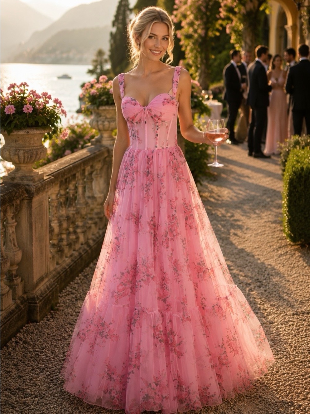 Pink Floral Tulle Ballgown - Picture 11 of 11